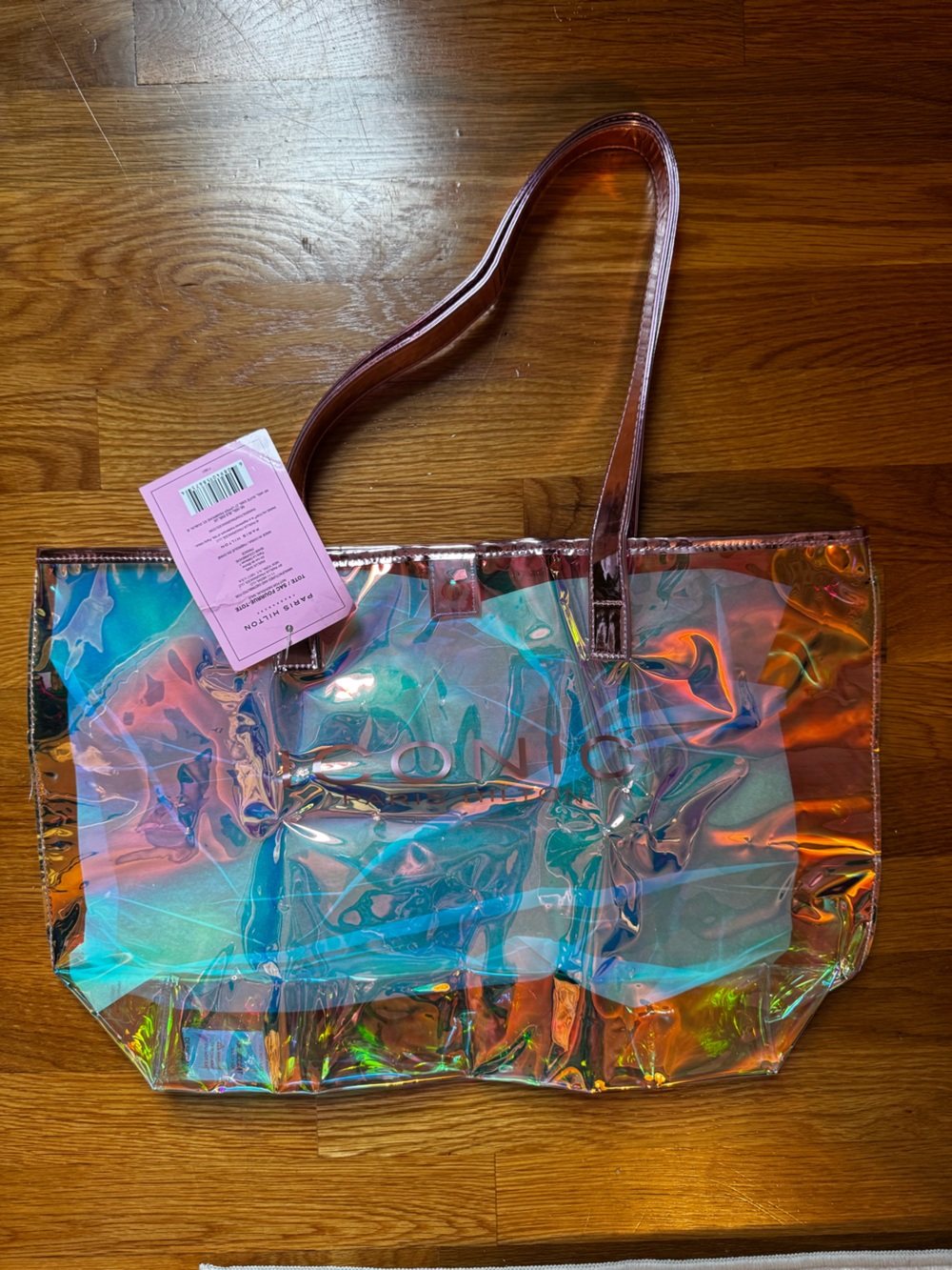 Paris Hilton Iconic Iridescent Clear Tote Bag